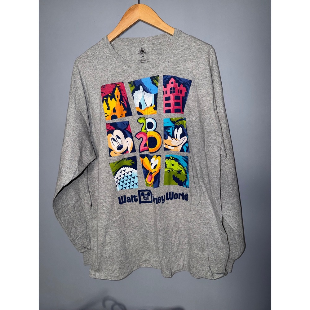Disney Parks Walt Disney World 2020 Character Grid Long Sleeve Shirt Gray XL